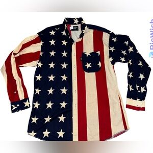 Vintage 90s Brooks & Dunn by Panhandle Slim Stars & Stripes Button Up Sh…